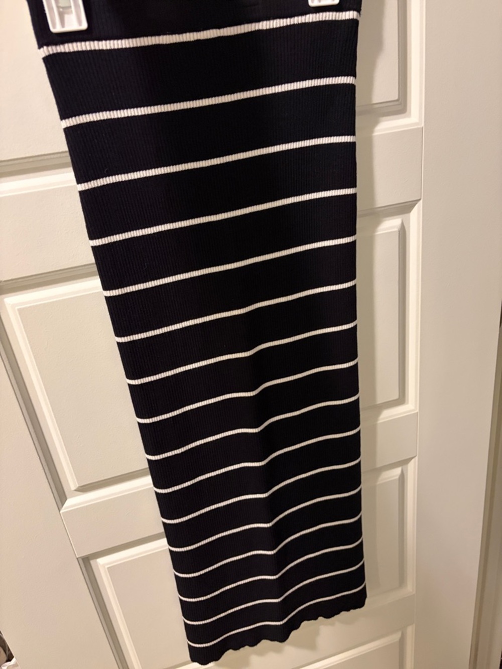 Girls Black & White Striped Knit Maxi Skirt
